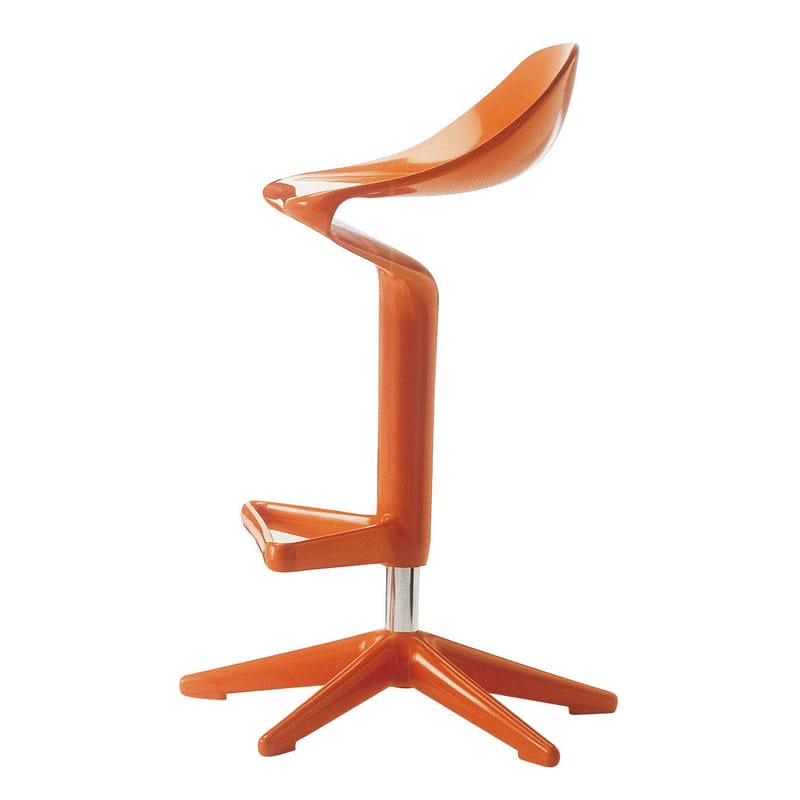 Mobilier - Tabourets de bar - Tabouret haut réglable Spoon plastique orange / Pivotant - Kartell - Orange - Polypropylène