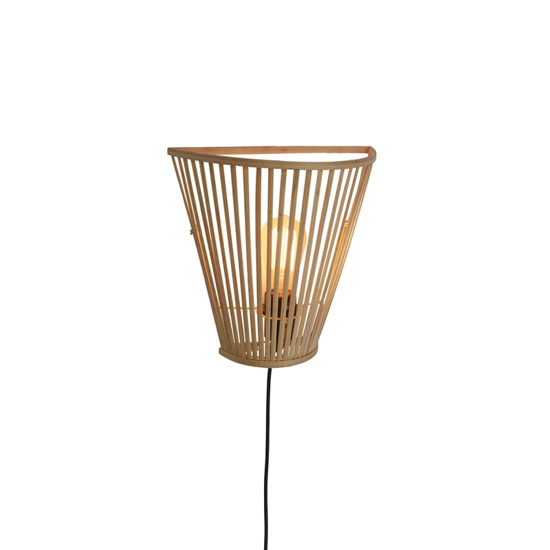 Luminaire - Appliques - Applique avec prise Merapi bois beige / bambou / L 30 x H 30 cm - GOOD&MOJO - Naturel - Bambou, Fer