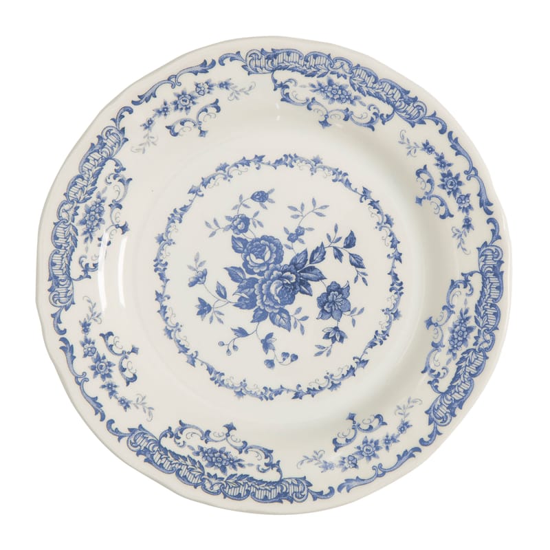 Table et cuisine - Assiettes - Assiette Rose céramique blanc bleu / Ø 26 cm - Bitossi Home - Bleu - Céramique Ironstone