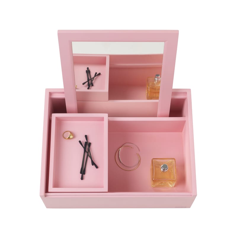Décoration - Boîtes déco - Boîte à maquillage Balsabox Personal MINI bois rose / Coiffeuse - 33 x 25 cm - Nomess - Rose - Contreplaqué de bois