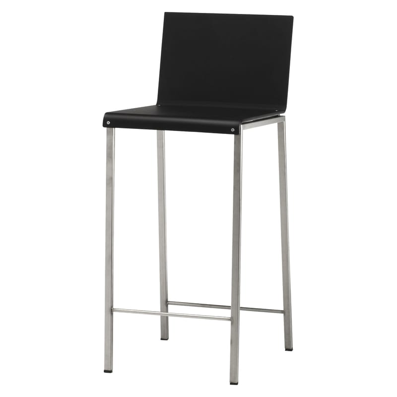 Mobilier - Tabourets de bar - Chaise de bar Bianco métal plastique noir Mat / H 64 cm - Zeus - Noir mat / Pieds acier - H assise 64 cm - Acier sablé, Résine acrylique
