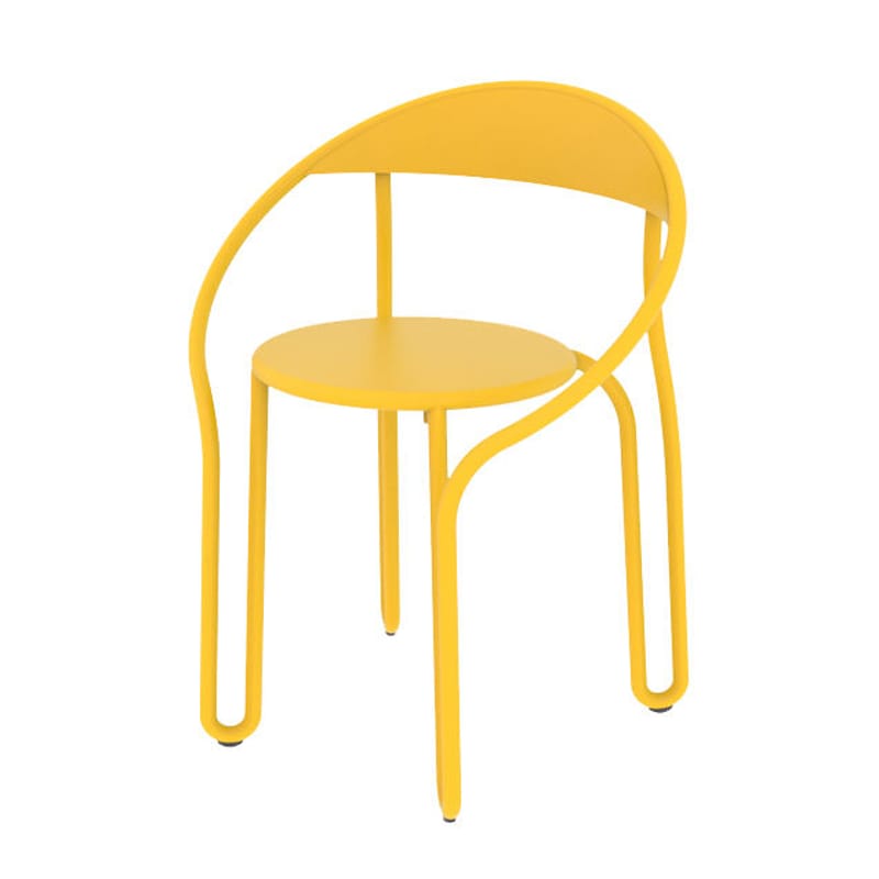 Mobilier - Chaises, fauteuils de salle à manger - Fauteuil empilable Huggy Bistro Chair métal jaune / Aluminium - Maiori - Moutarde - Aluminium