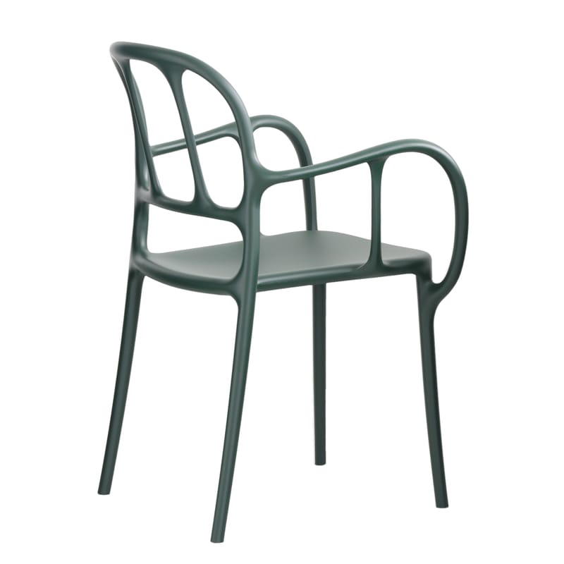 Mobilier - Chaises, fauteuils de salle à manger - Fauteuil empilable Milà plastique vert / Jaime Hayón, 2016 - Magis - Vert foncé - Polypropylène