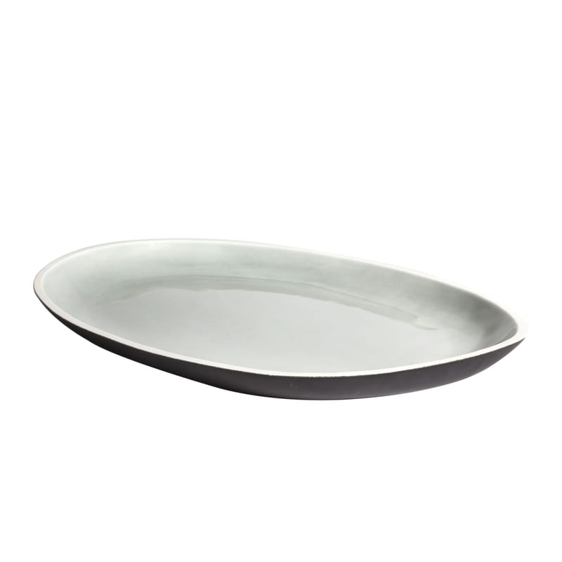 Table et cuisine - Saladiers, coupes et bols - Plat Sicilia céramique vert gris / 43 x 32 cm - Maison Sarah Lavoine - Pousse de Tilleul - Grès peint et émaillé