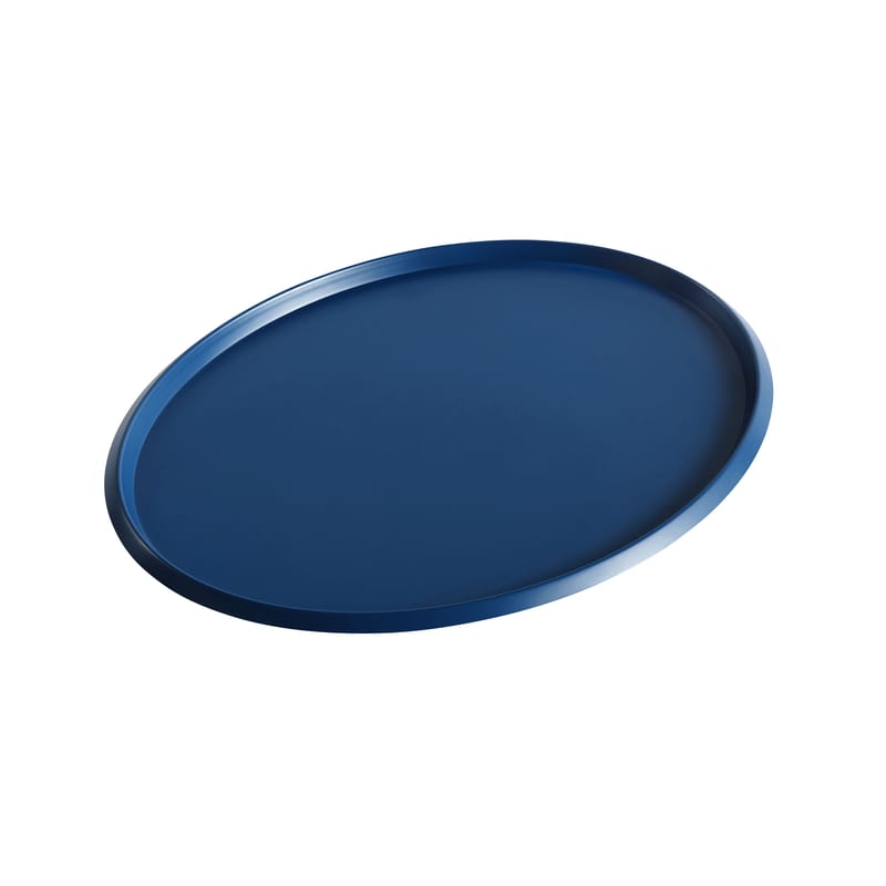 Table et cuisine - Plateaux et plats de service - Plateau Ellipse Large métal bleu / 39 x 31 cm - Métal - Hay - Bleu - Acier peint
