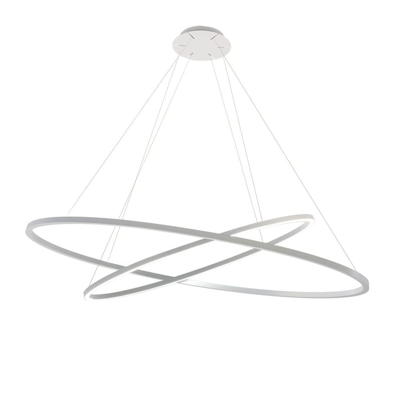 Illuminazione - Lampadari - Sospensione Ellisse Double LED metallo bianco / Ø 135 cm - Nemo - Bianco - alluminio estruso