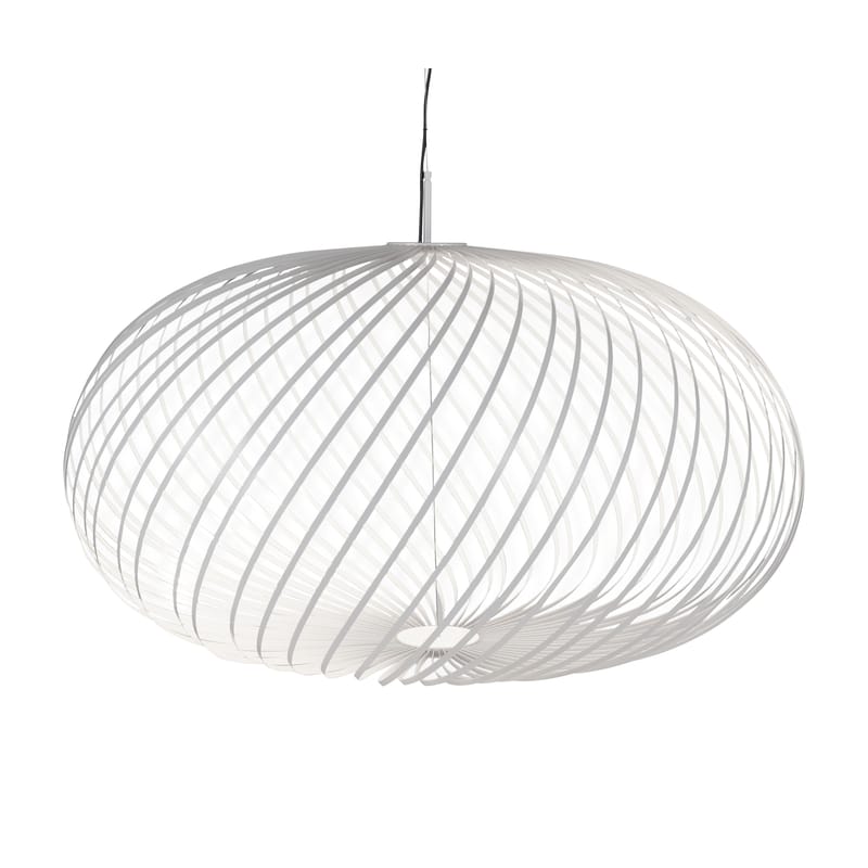 Luminaire - Suspensions - Suspension Spring Large LED métal blanc / Ø 95 x H 70 cm - Bandes d\'acier modulables - Tom Dixon - Blanc - Acier inoxydable