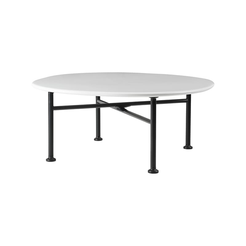 Mobilier - Tables basses - Table basse Carmel Medium céramique blanc / Ø 75 x H 30 cm - Gubi - Blanc - Acier, Grès émaillé