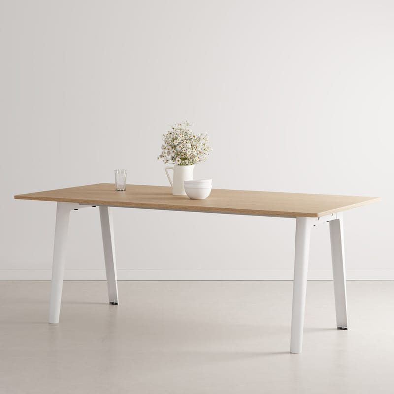 Arredamento - Tavoli - Tavolo rettangolare New Modern legno bianco / 190 x 95 cm - Rovere eco-certificato / 8 a 10 persone - TIPTOE - Bianco Nuvola - , Acciaio termolaccato