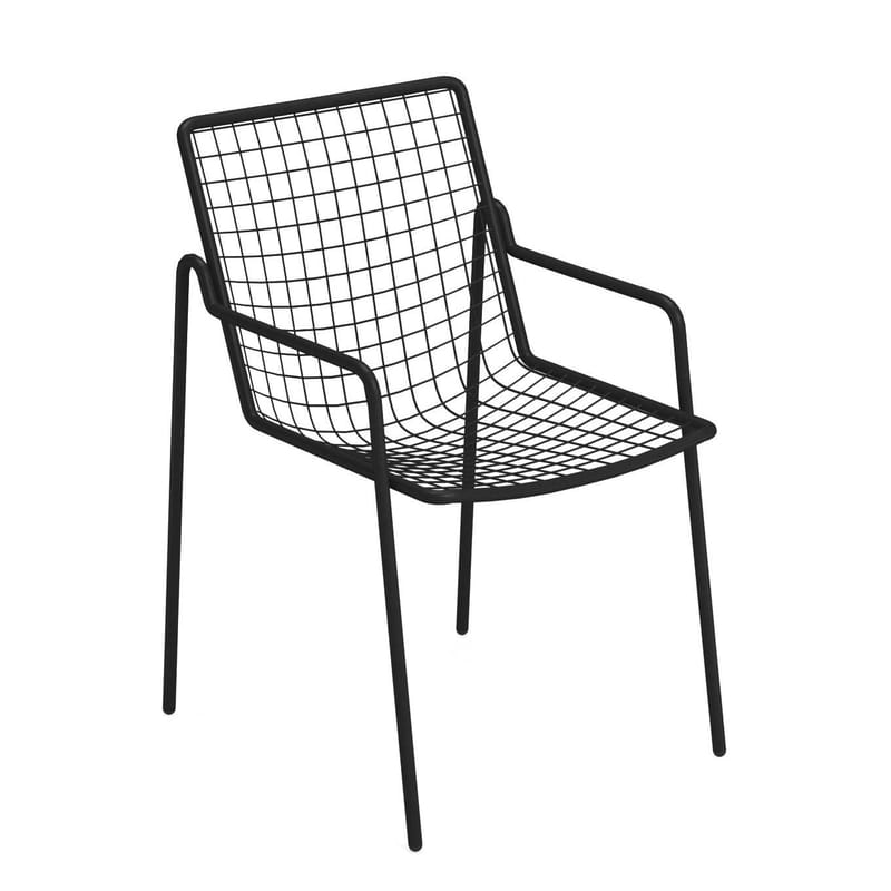 Mobilier - Chaises, fauteuils de salle à manger - Fauteuil empilable Rio R50 métal noir / Réédition 1960 - Emu - Noir - Acier