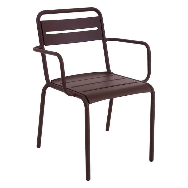 Mobilier - Chaises, fauteuils de salle à manger - Fauteuil empilable Star métal marron - Emu - Corten - Acier verni