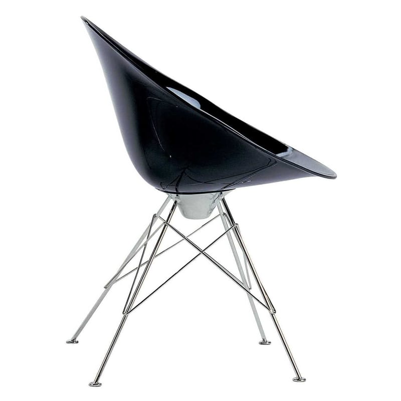 Mobilier - Chaises, fauteuils de salle à manger - Fauteuil Ero/S/ plastique noir - Kartell - Opaque noir - Acier chromé, Polycarbonate