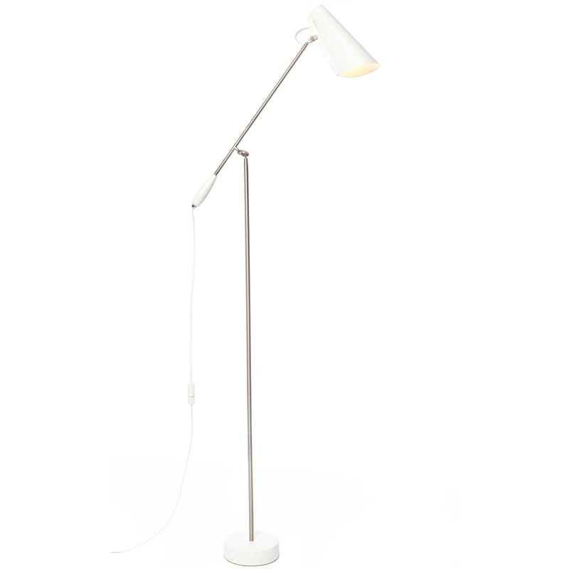 Lighting - Floor lamps - Birdy Floor lamp metal white / H 133 cm - Dahl 1952 - Northern  - White, Brass - Painted aluminium, Steel