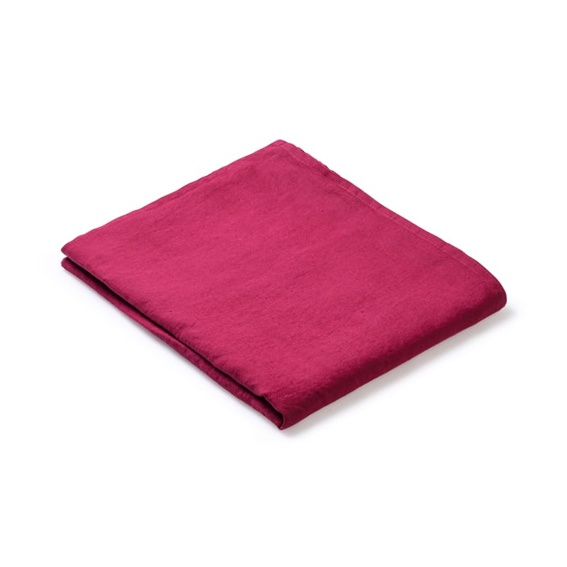 Table et cuisine - Nappes, serviettes et sets - Nappe en tissu  tissu rouge / 160 x 250 cm  - Lin traité TEFLON®anti-tache - Au Printemps Paris - Rouge - Lin
