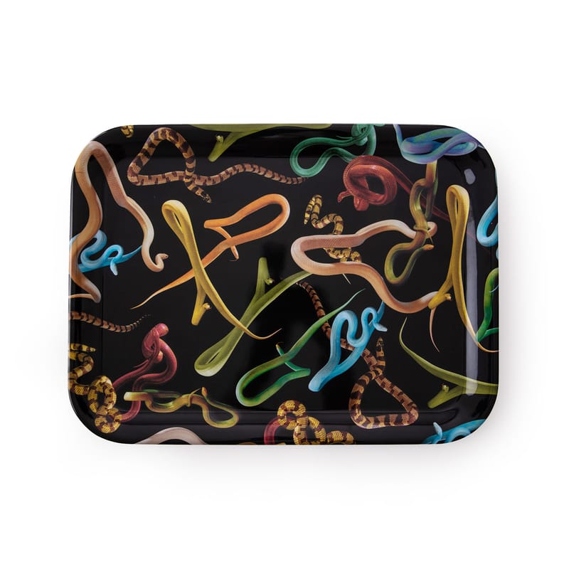 Table et cuisine - Plateaux et plats de service - Plateau Toiletpaper - Snakes plastique noir / 32 x 43,5 cm - Mélamine - Seletti - Snakes - Mélamine