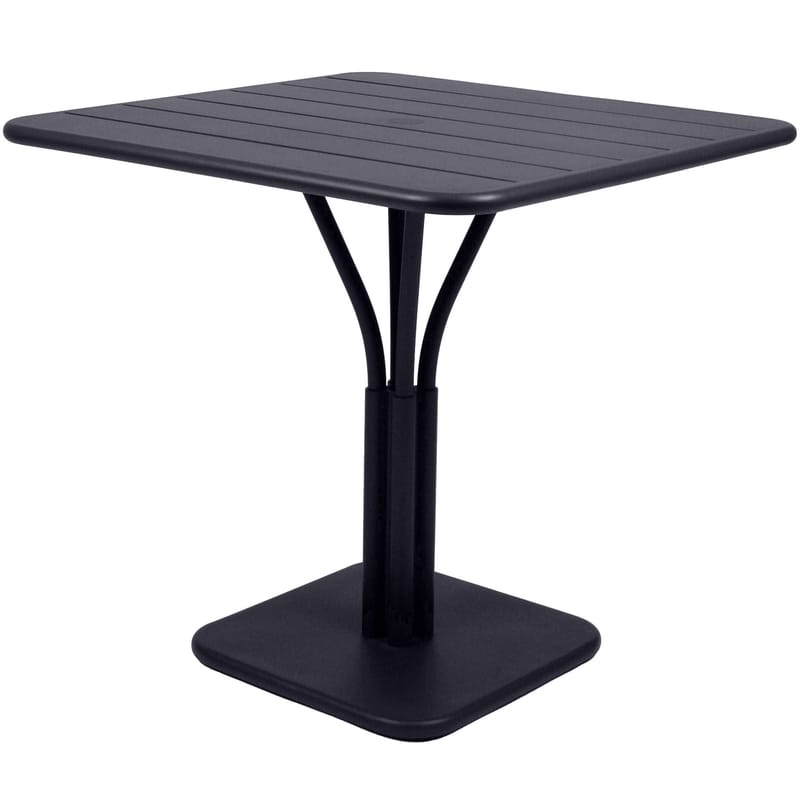 Jardin - Tables de jardin - Table carrée Luxembourg métal gris / 80 x 80 cm - Pied central -  Aluminium - Fermob - Carbone - Aluminium laqué