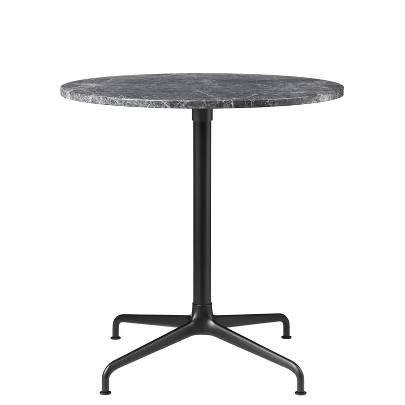 Mobilier - Tables - Table ronde Beetle / Ø 70 cm - Gubi - Marbre gris / Pied noir & alu - Aluminium laqué, Aluminium poli, Marbre