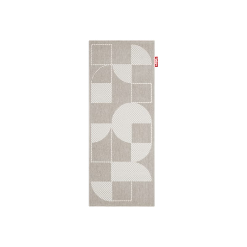 Décoration - Tapis - Tapis d\'extérieur Carpretty Catwalk tissu beige / 200 x 80 cm - Polypropylène tissé - Fatboy - Jigsaw / Crème & blanc - Polypropylène tissé