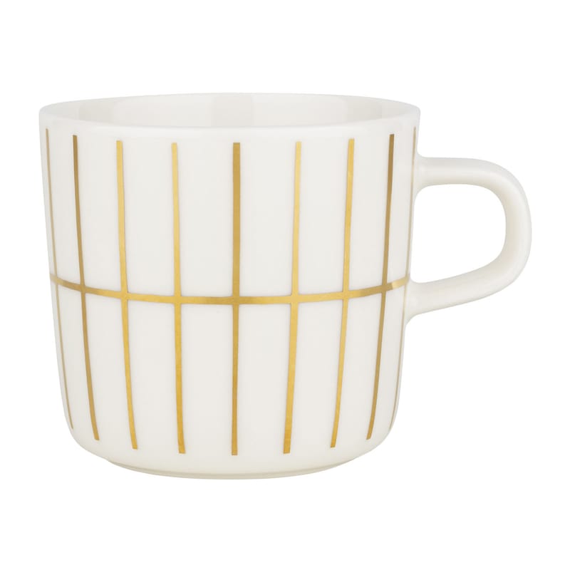 Table et cuisine - Tasses et mugs - Tasse à café Tiiliskivi céramique or / 20 cl - Marimekko - Tiiliskivi / Or & blanc - Grès
