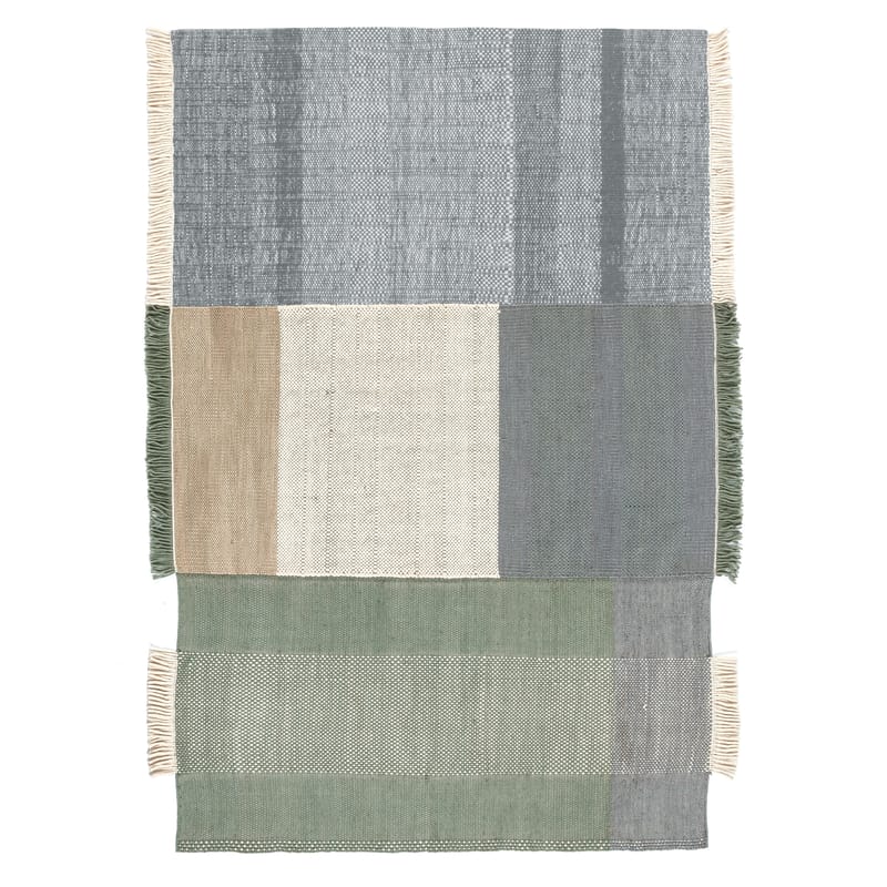 Dekoration - Teppiche - Teppich Tres textil blau bunt grün / 200 x 300 cm - Nanimarquina - Naturfarben, blau & grün - Baumwolle, Filz, Wolle aus Neuseeland