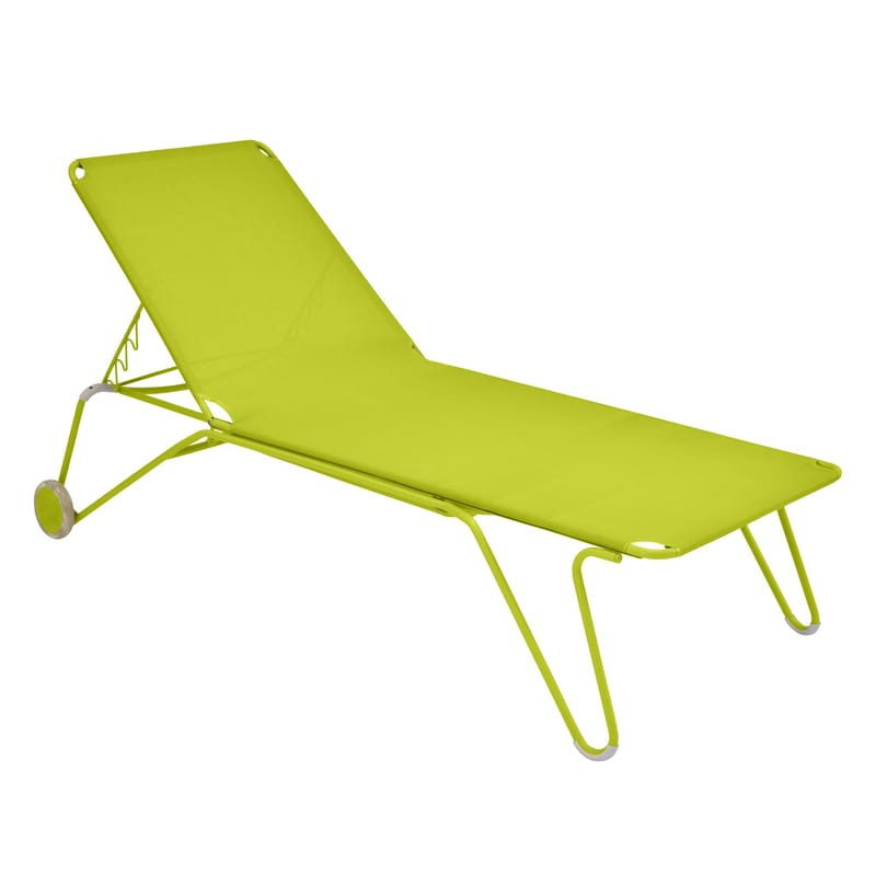 Jardin - Bains de soleil, chaises longues et hamacs - Bain de soleil Harry métal vert / 4 positions - Roues - Fermob - Verveine - Acier peint, Toile
