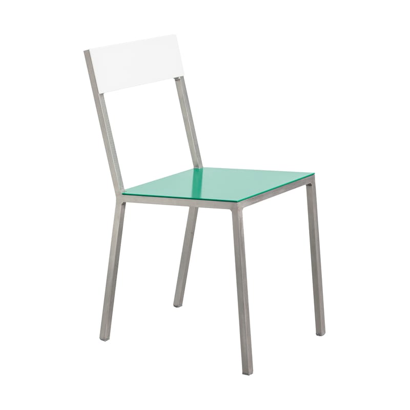 Mobilier - Chaises, fauteuils de salle à manger - Chaise Alu Chair métal blanc vert / Aluminium - valerie objects - Assise verte / Dossier blanc - Aluminium