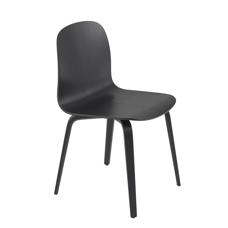 Mobilier - Chaises, fauteuils de salle à manger - Chaise Visu bois noir / Pieds bois - Muuto - Noir - Contreplaqué de frêne