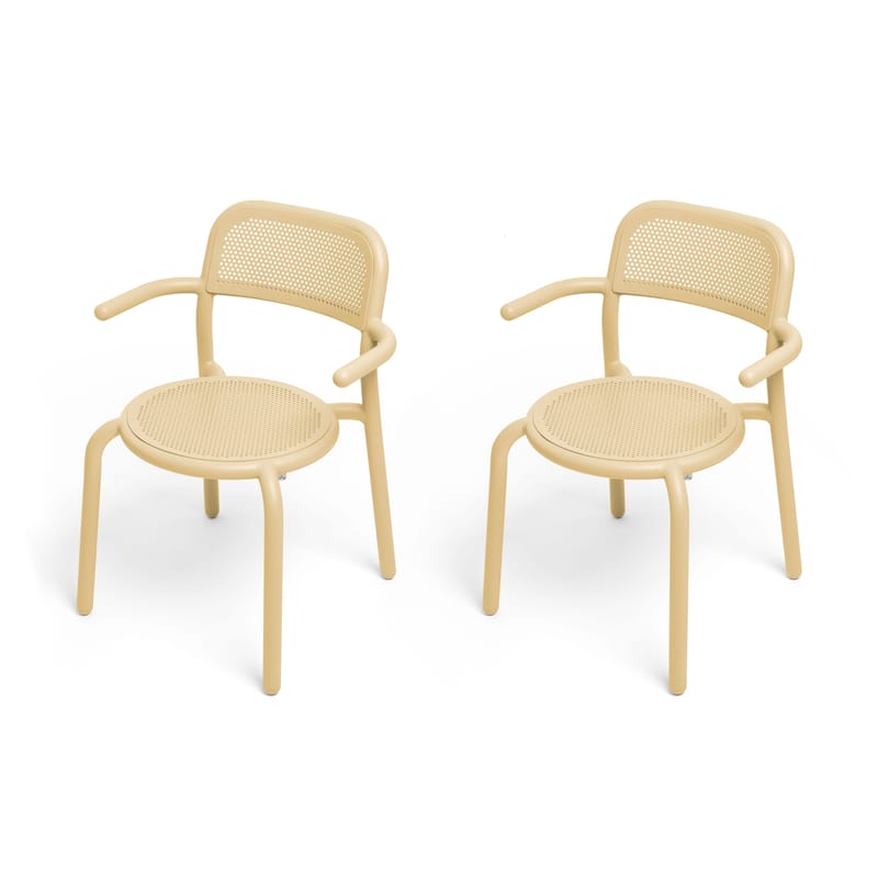 Mobilier - Chaises, fauteuils de salle à manger - Fauteuil empilable Toní métal beige / Set de 2 - Fatboy - Beige sable - Aluminium