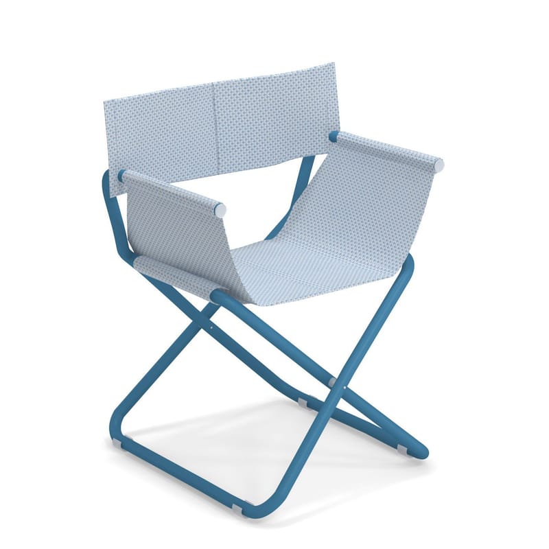 Mobilier - Chaises, fauteuils de salle à manger - Fauteuil pliant Snooze Directeur tissu bleu - Emu - Bleu / Structure bleue - Acier verni, Tissu technique