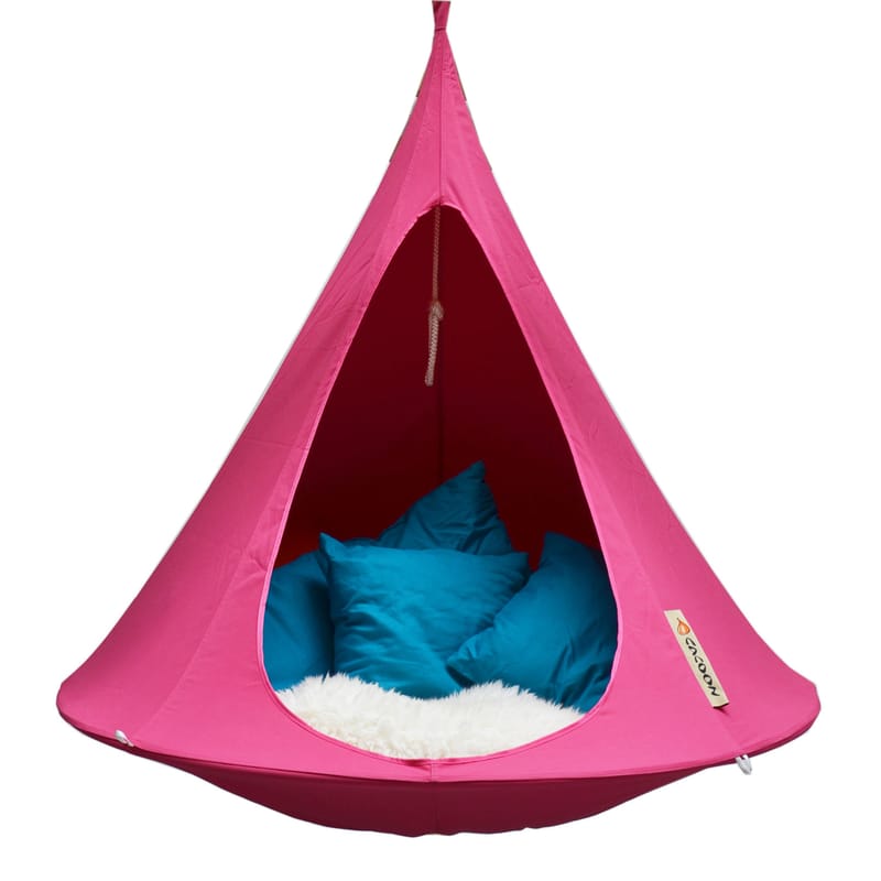 Outdoor - Sonnenliegen, Liegestühle und Hängematten - Hängesessel  textil rosa / Ø 150 cm - 1-Sitzer - Cacoon - Pink - Leinen