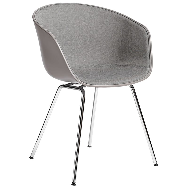 Furniture - Chairs - About a chair AAC26 Padded armchair plastic material textile grey / Front fabric & metal legs - Hay - Concrete grey fabric / Chromedmetal legs - Chromed steel, Fabric, Foam, Polypropylene