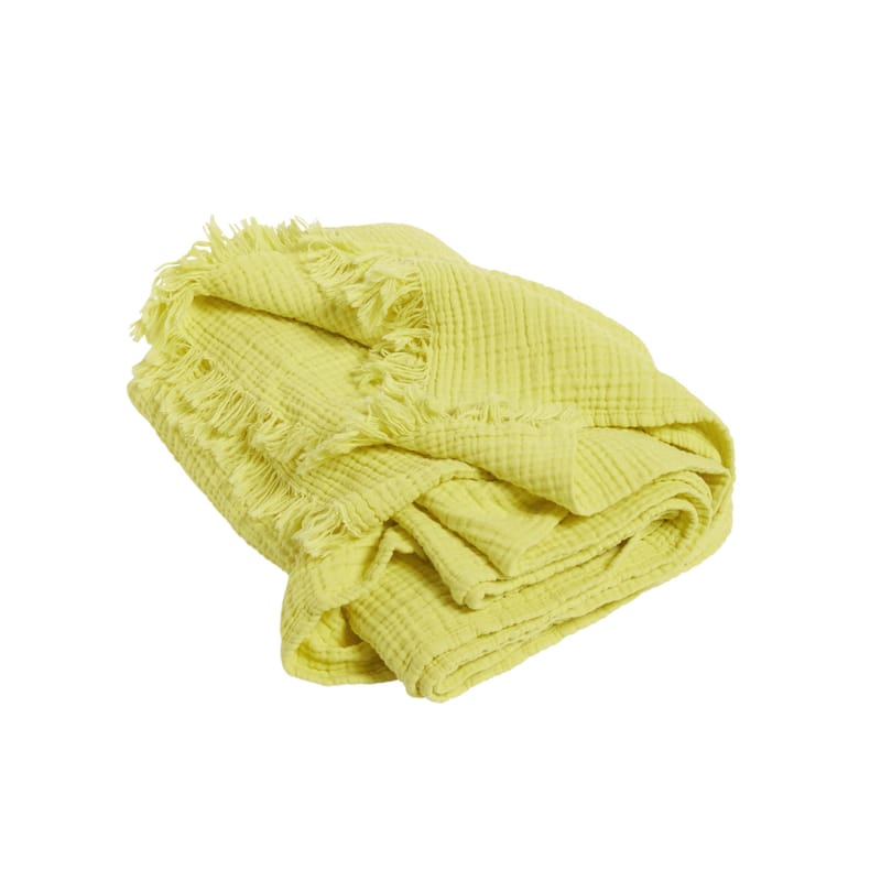 Décoration - Textile - Plaid Crinkle tissu jaune / Coton plissé - 210 x 150 cm - Hay - Jaune - Coton plissé