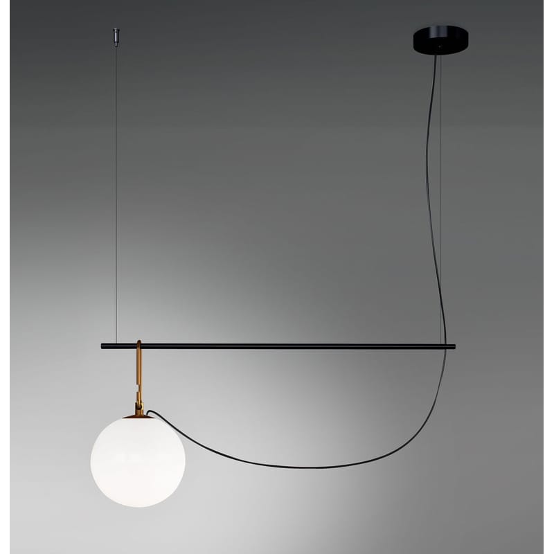 Lampadario A Sospensione Tubo In Ottone 95 Mm - Filettatura M10x1, Colore Nero Nichel, 2 Attacchi - 2