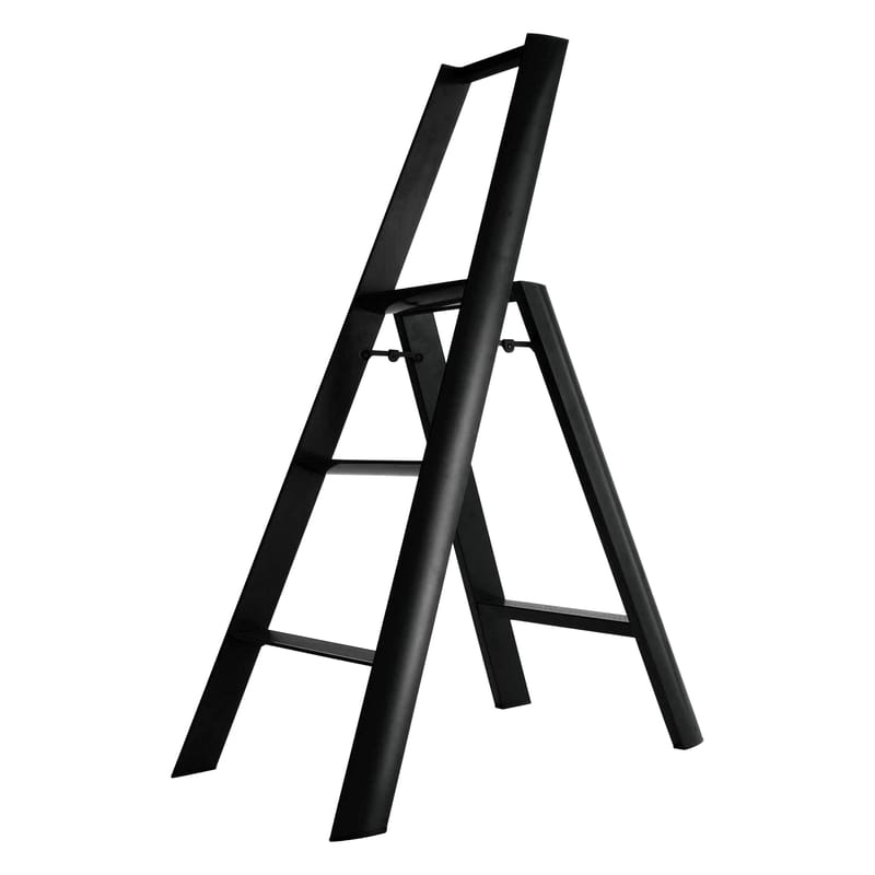 Furniture - Miscellaneous furniture - Lucano Stepladder metal black 3 steps - L\'atelier d\'exercices - Black - Painted aluminium