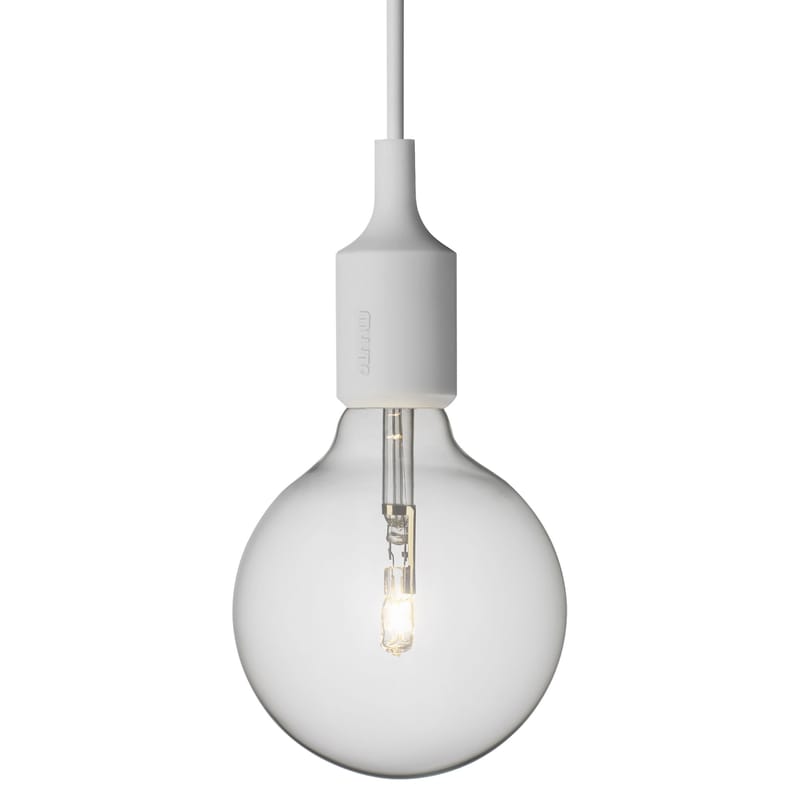 Luminaire - Suspensions - Suspension E27 / Silicone - Ampoule incluse - Muuto - Gris clair - Silicone