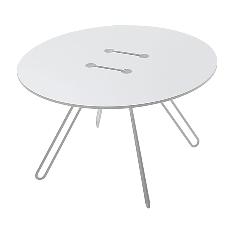 Mobilier - Tables basses - Table basse Twine métal bois blanc / Ø 50 x H 33 cm - Casamania - Piètement blanc / Plateau blanc - MDF laqué, Métal laqué