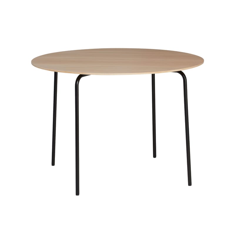 Mobilier - Tables - Table ronde Camp bois naturel / Ø 105 cm - Northern  - Chêne clair - Acier laqué, Contreplaqué de chêne huilé
