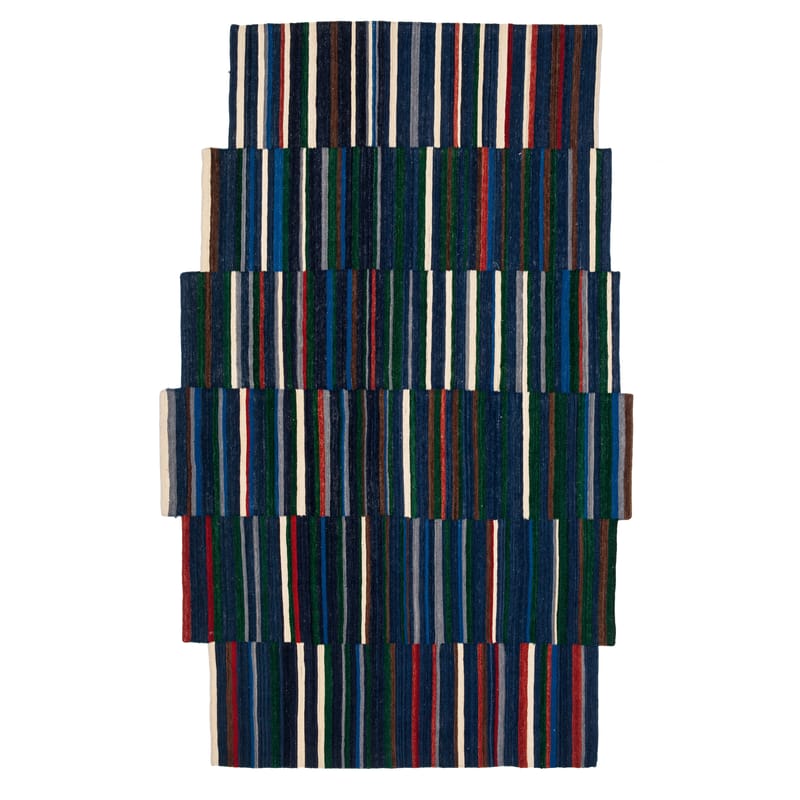 Décoration - Tapis - Tapis Lattice 1  bleu multicolore / 185 X 300 cm - Nanimarquina - Tons bleus / Multicolore - Laine afghane