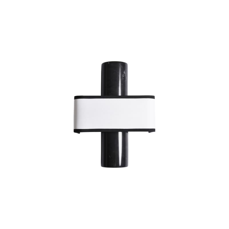 Luminaire - Appliques - Applique Hossa pierre noir - ENOstudio - Marbre noir / Tissu blanc & biais noir - Coton, Marbre naturel