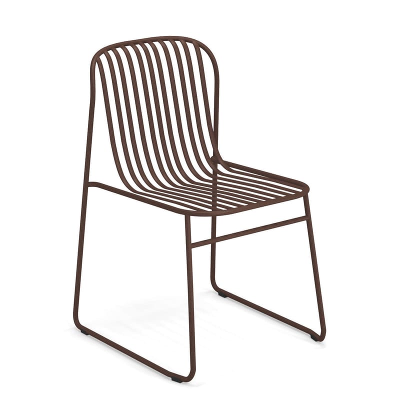 Mobilier - Chaises, fauteuils de salle à manger - Chaise empilable Riviera orange marron métal - Emu - Corten (effet rouille) - Acier verni