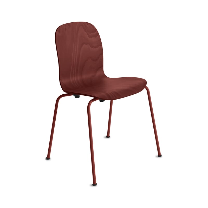 Mobilier - Chaises, fauteuils de salle à manger - Chaise empilable Tate Color bois rouge /Jasper Morrison, 2012 - Cappellini - Brique - Acier, Contreplaqué de hêtre teinté