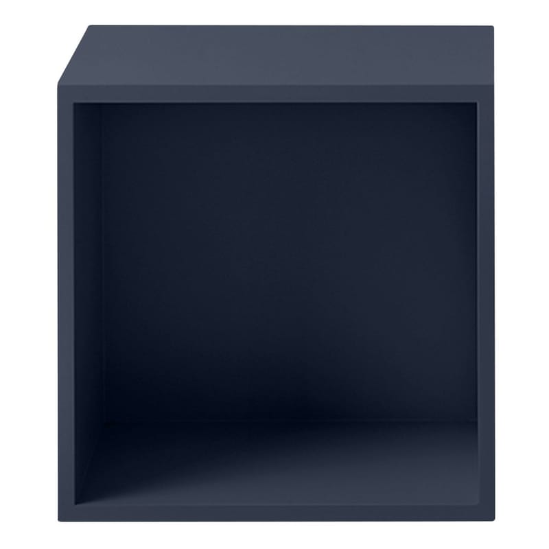 Mobilier - Etagères & bibliothèques - Etagère Stacked bois bleu / Medium carré 43x43 cm / Avec fond - Muuto - Bleu Nuit - MDF peint