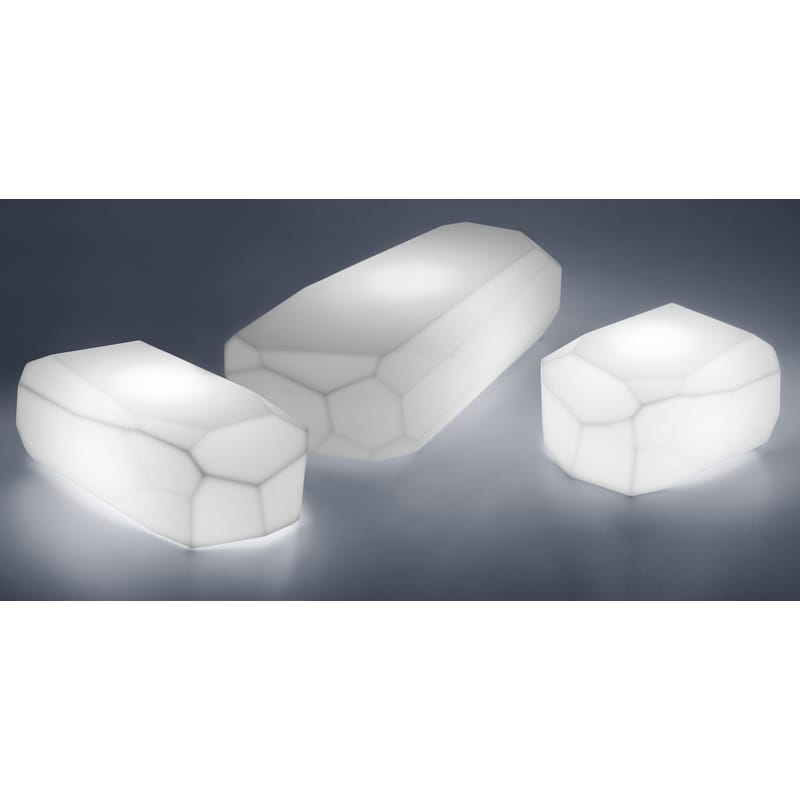 Mobilier - Tables basses - Lampe d\'extérieur Meteor Light Small plastique blanc / Table basse - 57 x 50 cm - Serralunga - 57 x 50 cm / Blanc - Polyéthylène
