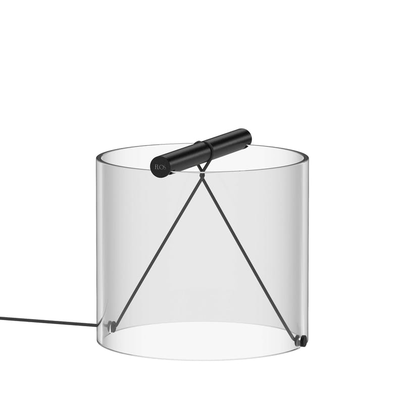 Luminaire - Lampes de table - Lampe de table To-Tie 1 LED verre noir transparent / Ø 21 x H 19 cm - Flos - Noir mat - Aluminium anodisé, Verre borosilicaté