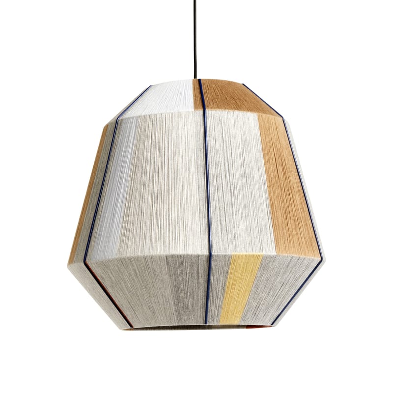 Lighting - Pendant Lighting - Bonbon Large Lampshade metal textile grey beige / Ø 50 cm - Hand-woven wool - Hay - Wide / Earth - Nylon, Steel, Wool