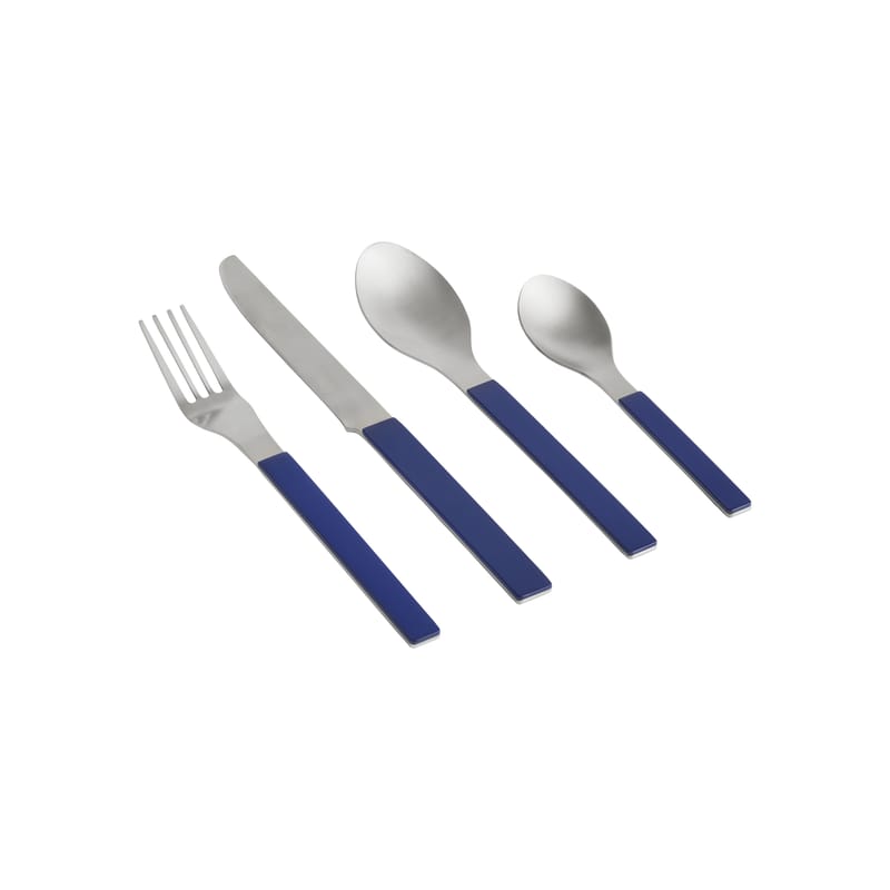 Table et cuisine - Couverts - Set de couverts MVS métal bleu / 4 pièces - By Muller Van Severen - Hay - Bleu foncé - Acier inoxydable