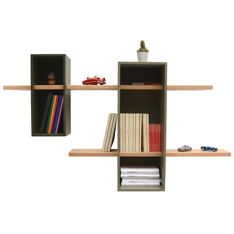 Furniture - Bookcases & Bookshelves - Max Shelf wood green grey - Compagnie - Moss green / Olive green - Beechwood, Painted MDF