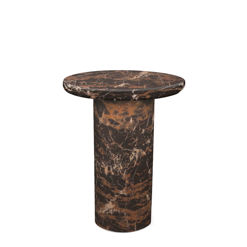 Mobilier - Tables basses - Table d\'appoint Mob plastique marron noir / Ø 40 x H 50 cm - Aspect marbre - Pols Potten - Aspect marbre noir & brun - MDF, Pierre, Résine