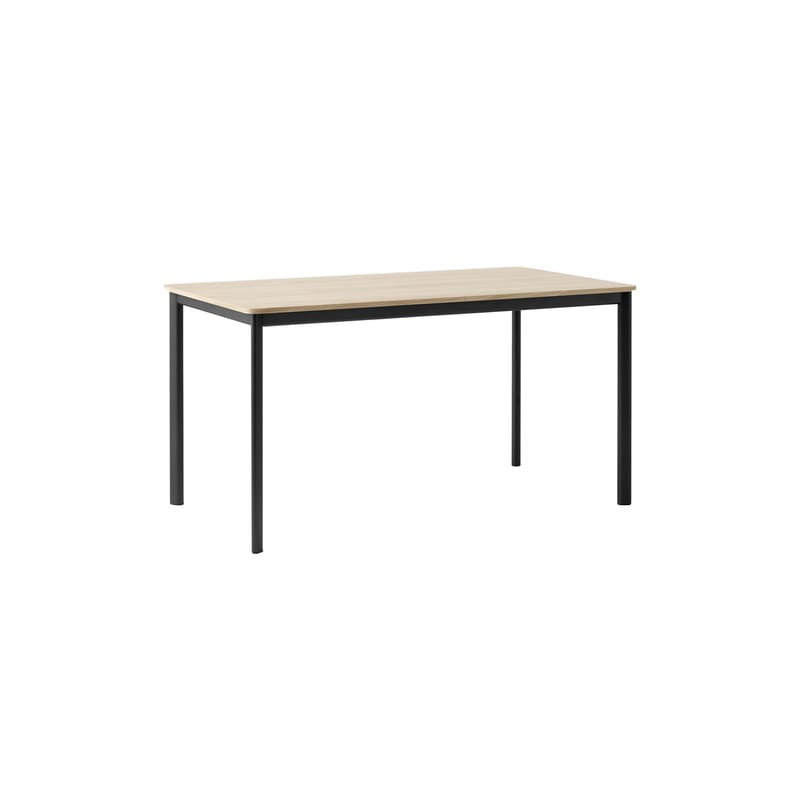 Mobilier - Tables - Table rectangulaire Drip HW58 bois naturel / 140 x 80 cm - Contreplaqué - &tradition - Chêne / Noir - Aluminium peint, MDF plaqué chêne