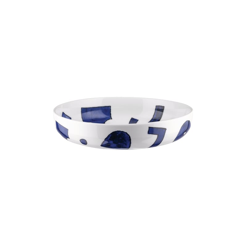 Table et cuisine - Assiettes - Assiette creuse Itsumo - Yunoki céramique bleu / Ø 20 cm - Set de 4 - Alessi - Blanc & bleu - Porcelaine